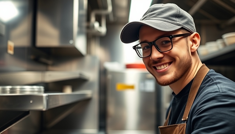 Young man in job training with mixer in a kitchen, showcasing opportunities for people with disabilities.