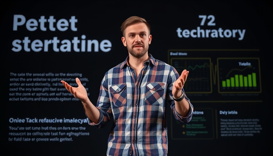 Man presenting ChatGPT Apps SDK, dark background with bold text.