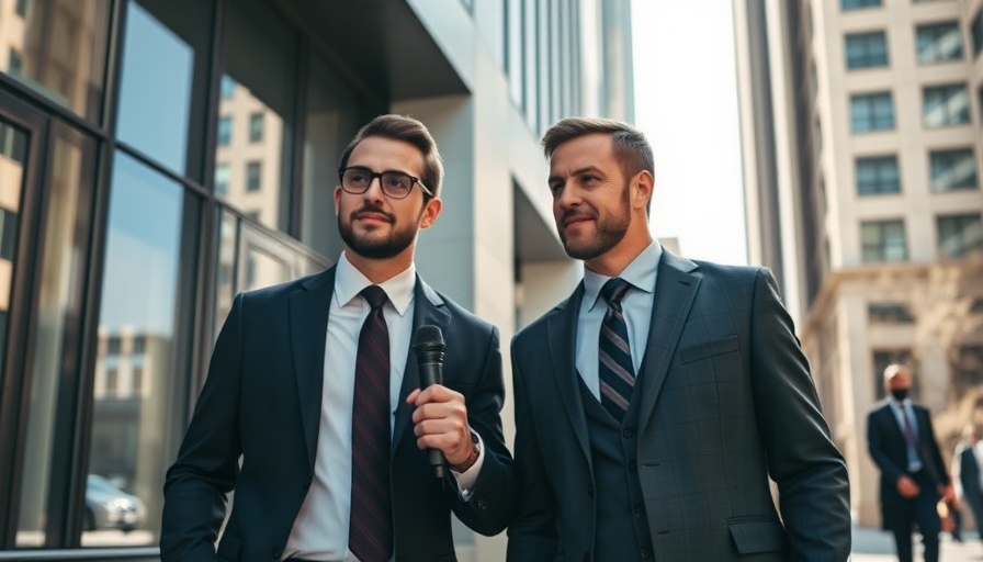 News scene capturing two men discussing outside in Detroit.