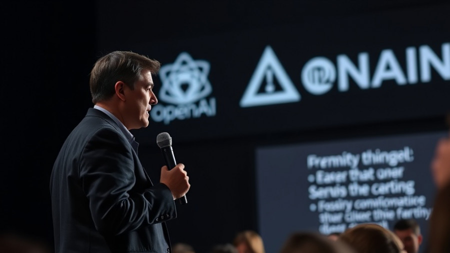 Speaker discusses OpenAI GPT-6 controversy on stage with logo.