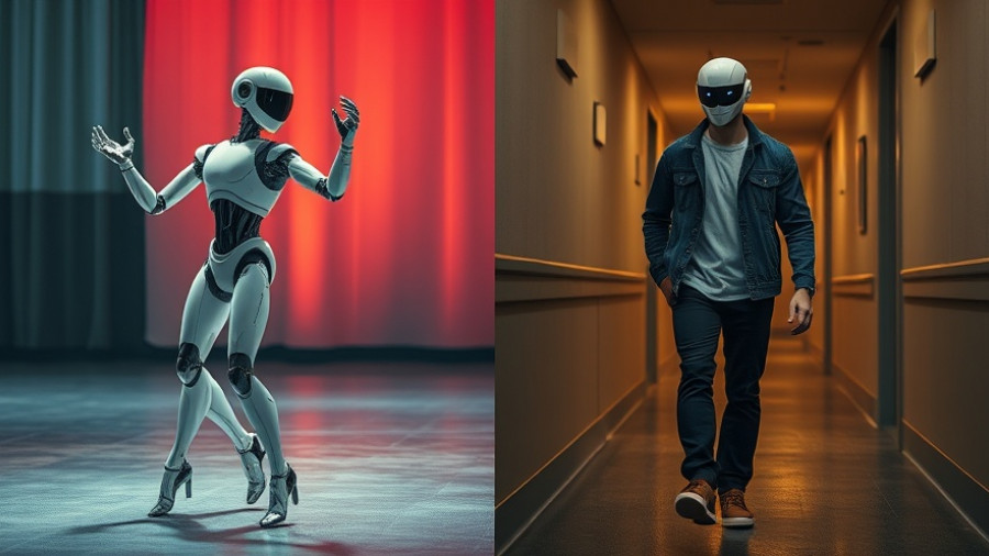 Futuristic robots in contrasting settings, Michigan artificial intelligence.