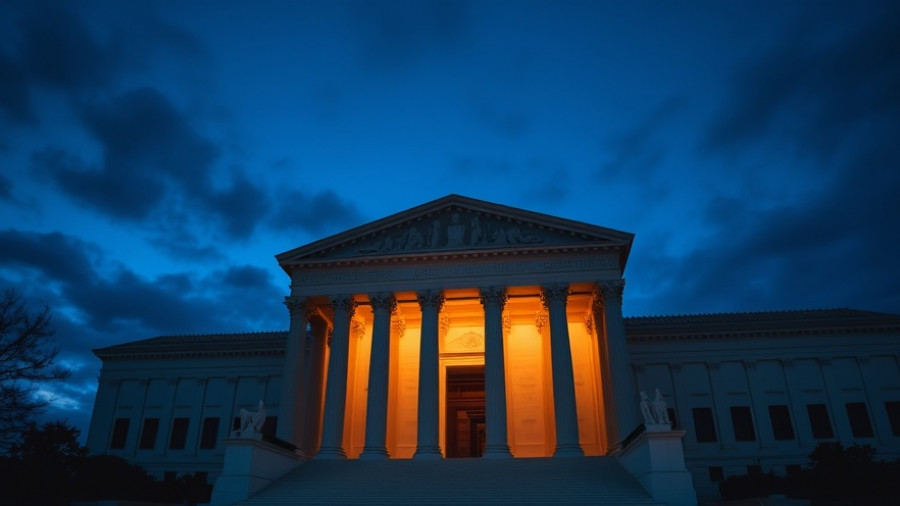 Supreme Court building at dusk, cannabis and gun ownership rights
