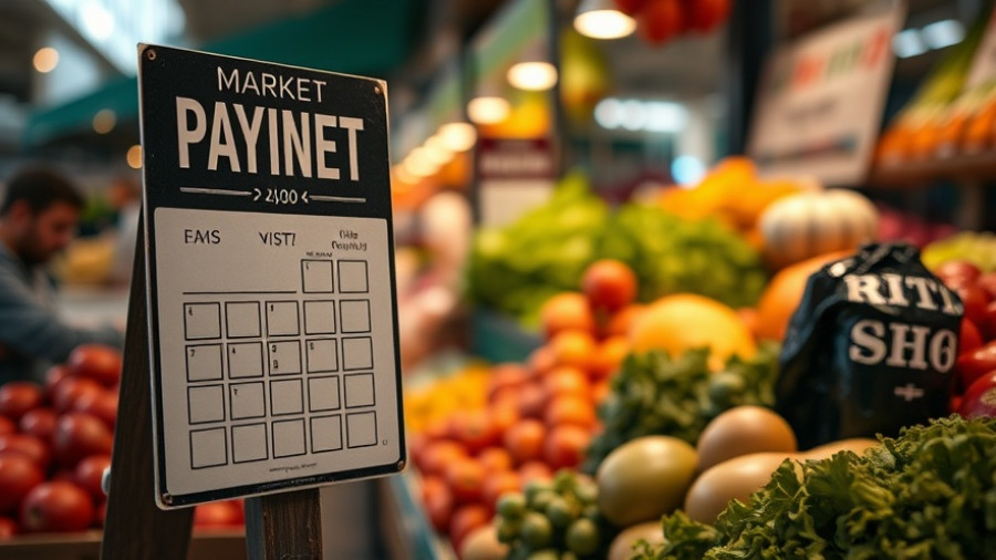 Market sign showing EBT options next to fresh produce, SNAP benefits pause in Michigan.