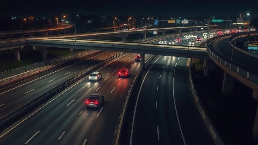 Night-time aerial view of Metro Detroit traffic incident for news.