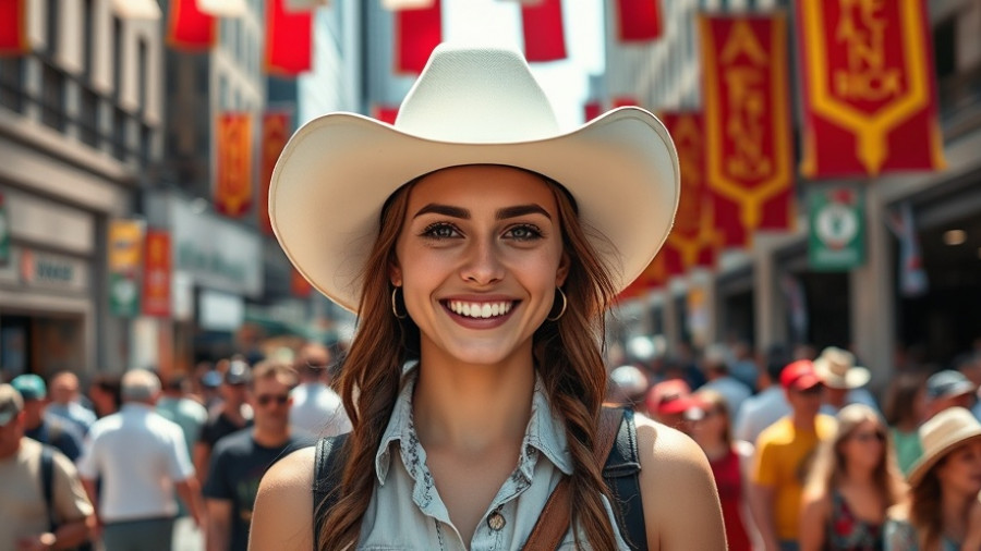 Young woman in cowboy hat enjoying Detroit cultural festivals.