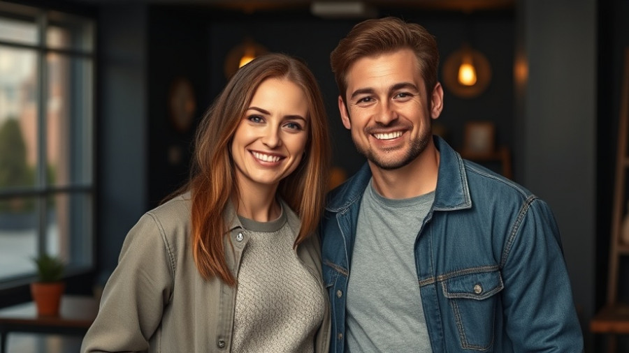 Amy Slaton Halloween Wedding-related smiling couple in casual wear indoors.