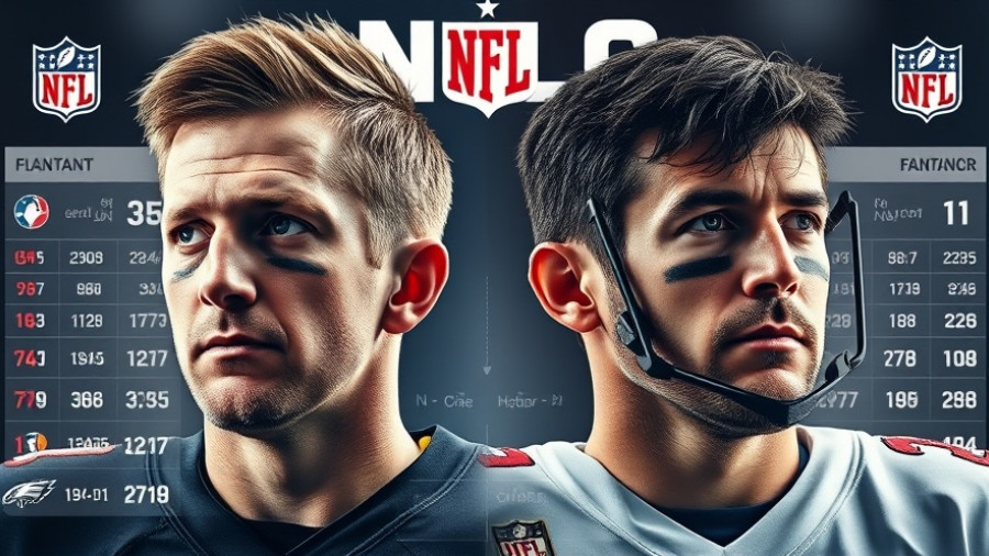 Detailed graphic comparing quarterbacks with NFL statistics and logos.