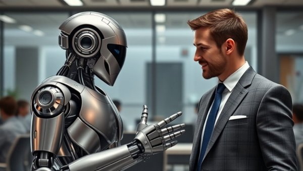 Michigan artificial intelligence humanoid robot in modern setting.