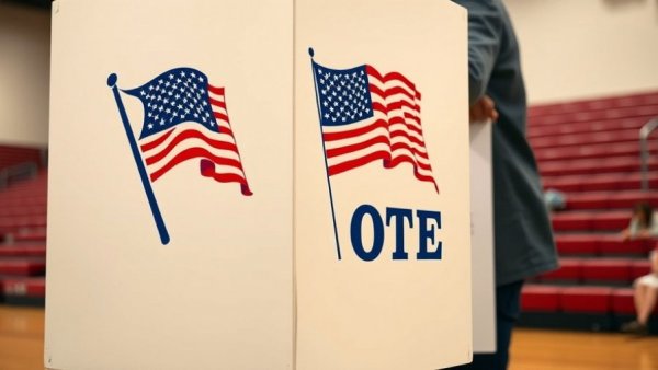 Hamtramck election fraud investigation voting booth with flag and person.