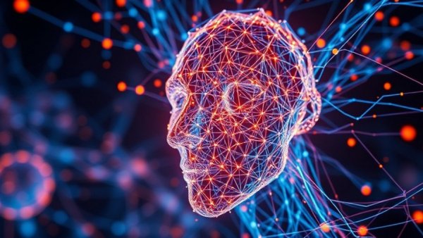 AI-generated country songs digital depiction with neural patterns and vibrant colors.