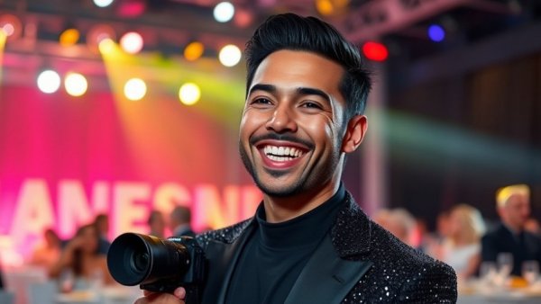 Ariana Grande health update with smiling person at gala.