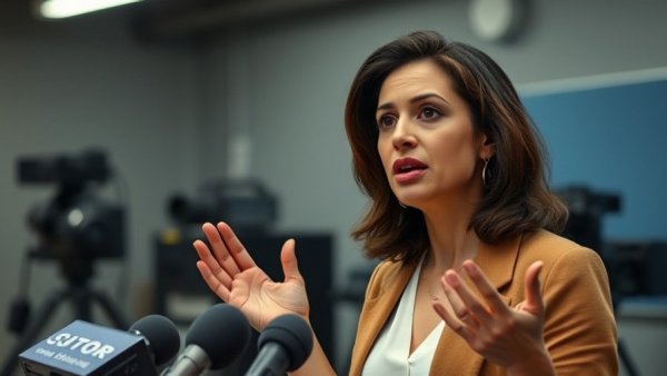 Government official addressing press conference on Michigan government updates.