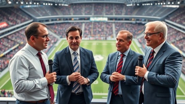 Sports commentators discussing Detroit Lions Thanksgiving Day Game.