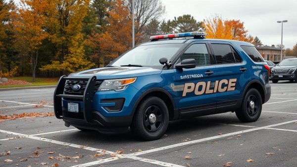 Michigan public safety vehicle in parking lot during daylight.