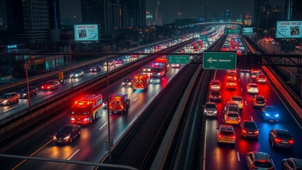 Metro Detroit traffic news showing highway congestion and police presence.