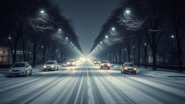 Metro Detroit weather alerts show snowy road conditions at night