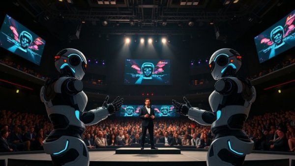 Futuristic conference on artificial intelligence technology.