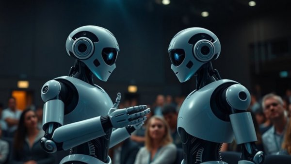 Metro Detroit robotics innovation with humanoid robot and speaker.