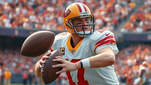 Detroit local news sports segment with a quarterback in action.