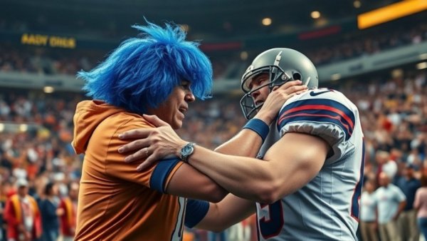 Detroit Lions fan altercation at football game, intense scene, live broadcast.