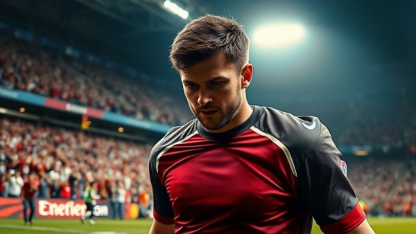 Detroit sports updates: focused football player under bright stadium lights.