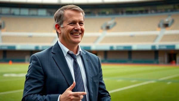 Detroit local news: Man in suit delivers farewell message on a field.