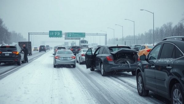 Detroit local news scene showing an I-75 highway accident in winter conditions.