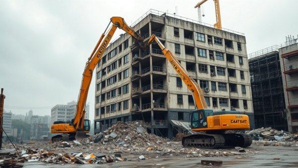 Detroit local news captures jail demolition with excavators.