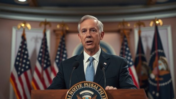 Michigan government updates official delivering speech in press room.