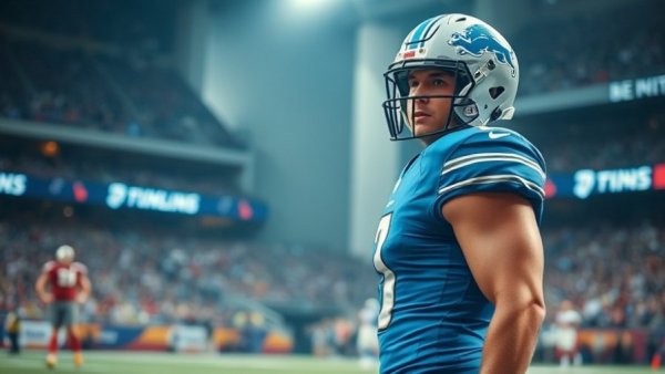 Detroit local news: Football player in action on the field