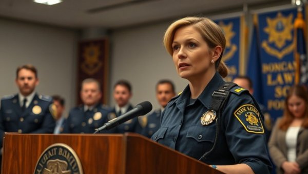 Michigan public safety press conference with law enforcement speaking.