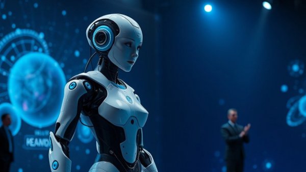 Futuristic AI presentation on automated QA solutions