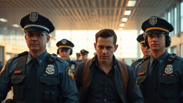 Detroit local news: Police escort inside Detroit Metro Airport.