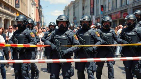 Tactical federal agents manage incident in urban Minneapolis, showcasing tension.