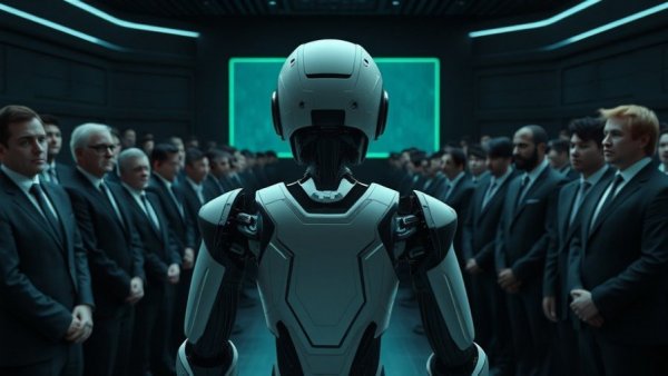 AI surpasses average human creativity depicted in a futuristic comparison.