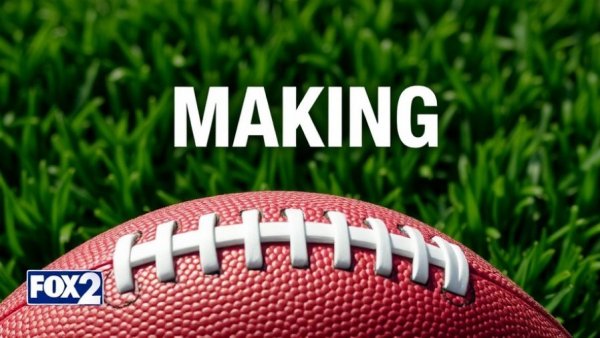 Football on grass with 'MAKING MONEY' text, MHSAA high school athletes endorsements news graphic.