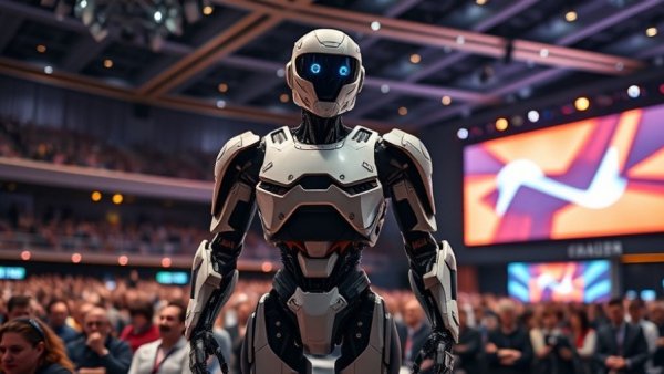 Futuristic robotic humanoid presented as self improving hyperagent.