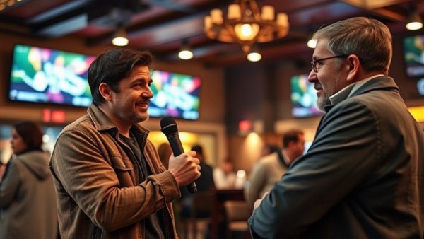 Casual interview at sports bar during Michigan and Michigan State Sweet 16.
