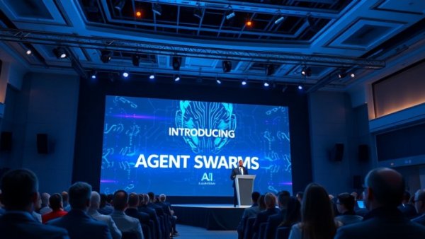 Agent Swarms AI Coordination presentation at a tech conference.