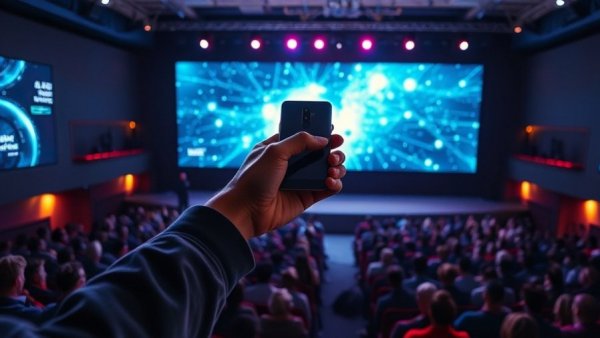 OpenAI AI phone development event with smartphone on stage.