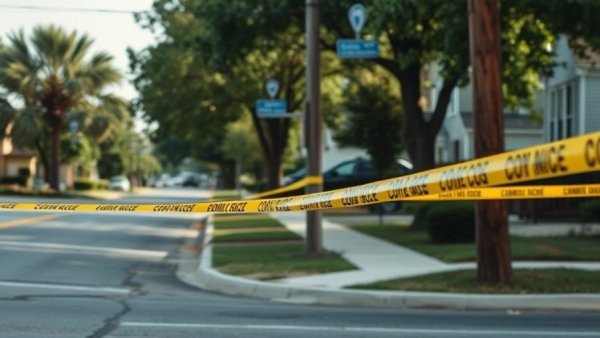 Detroit crime reports scene with police tape on suburban street.