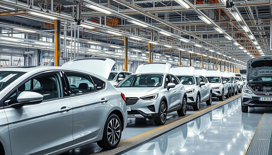 Detroit automotive news shows modern car assembly line.