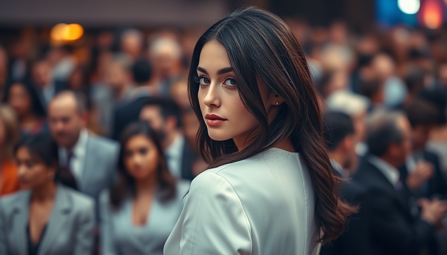 Elegant woman in white outfit at an event, subtle lighting