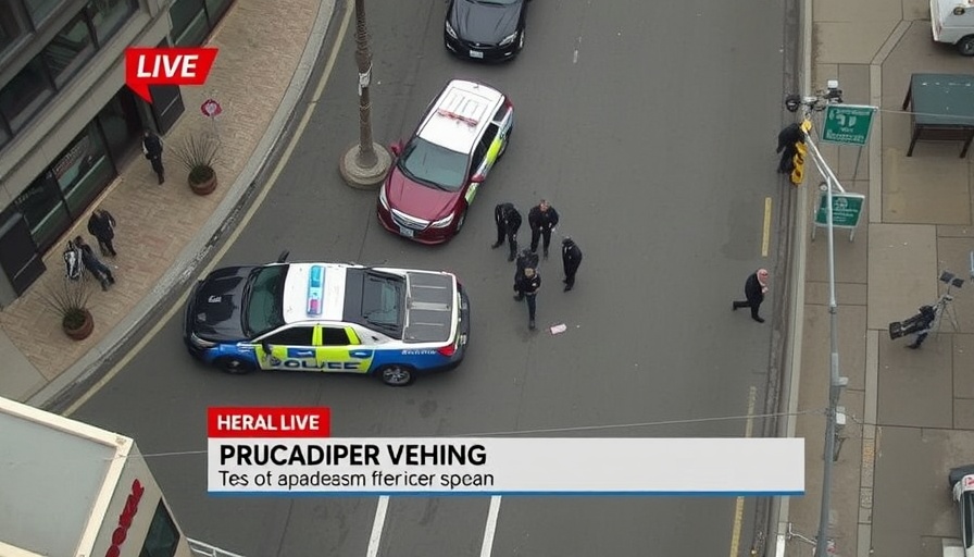 Aerial view of a Detroit crime scene with police vehicles.
