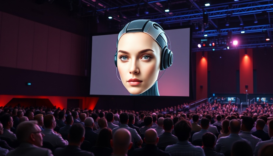 Futuristic AI interface presented at Michigan tech conference, showcasing artificial intelligence advancements.