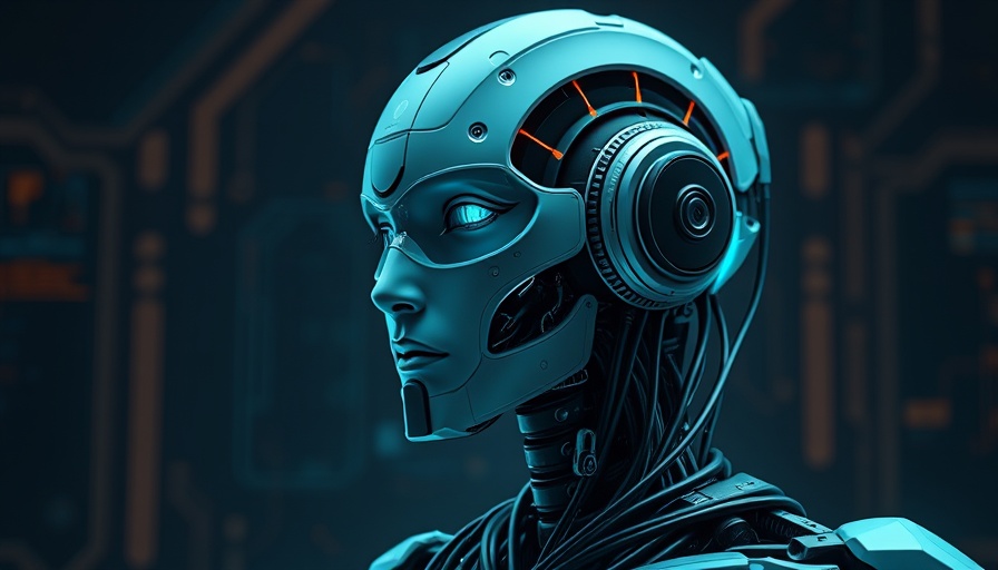 Detroit digital transformation concept with futuristic robot in a tech setting.