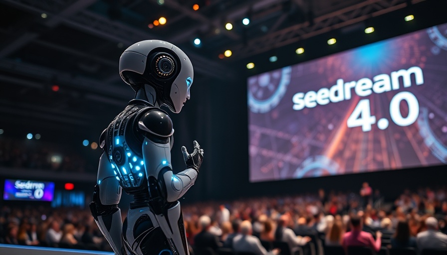 Futuristic robot at Seedream 4.0 AI event launch, China Seedream 4.0 AI Image Generation.