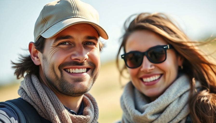Candid close-up of a golfer and a warmly dressed couple outdoors.