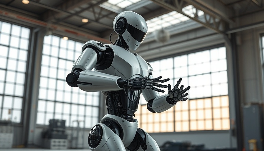 Advanced humanoid robot in a Detroit tech startup setting.