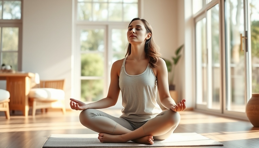 Instant calm meditation scene with serene woman in a cozy room.